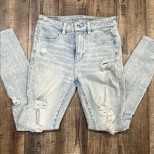 American Eagle Outfitters Blue Skinny Jeans Distressed